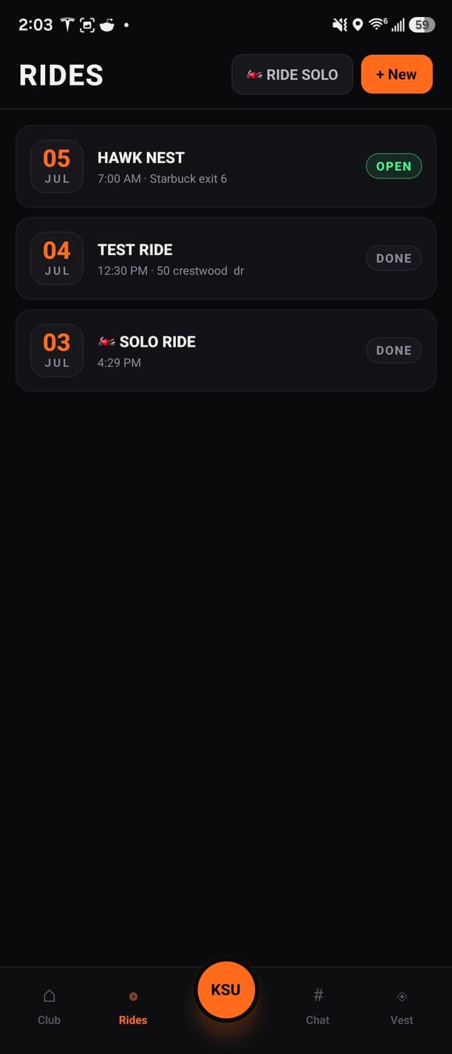 List of upcoming club rides