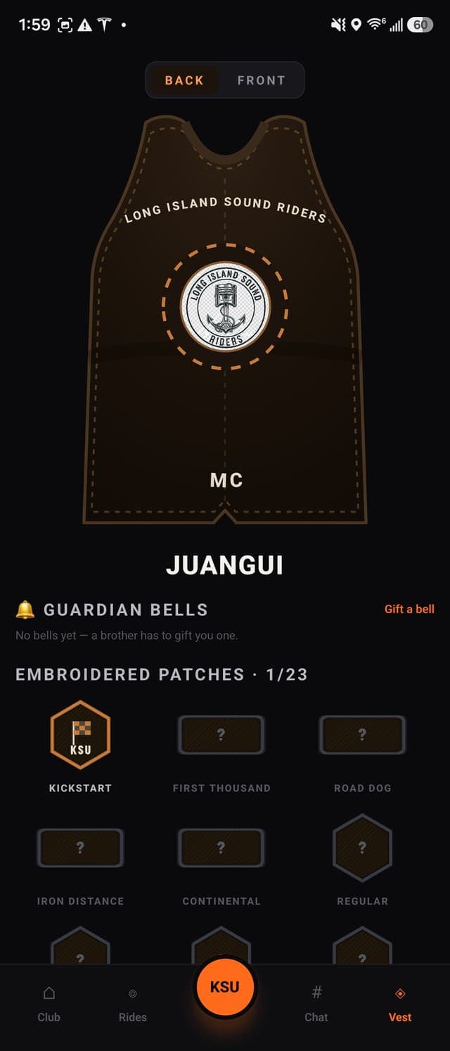 Digital vest — back with earned badges