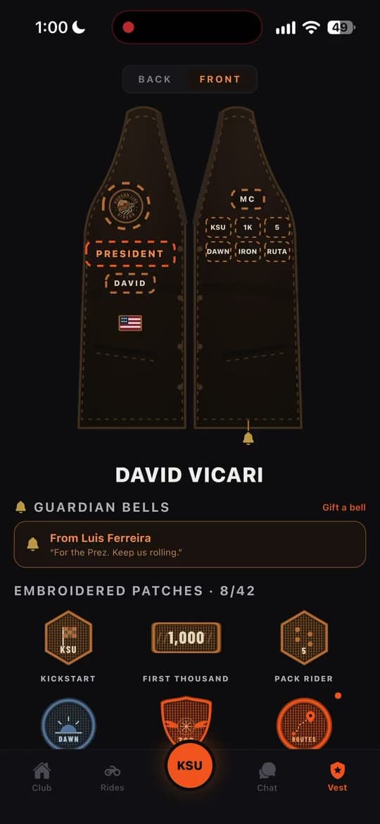 Digital vest with the rank patch, the flags and the guardian bells