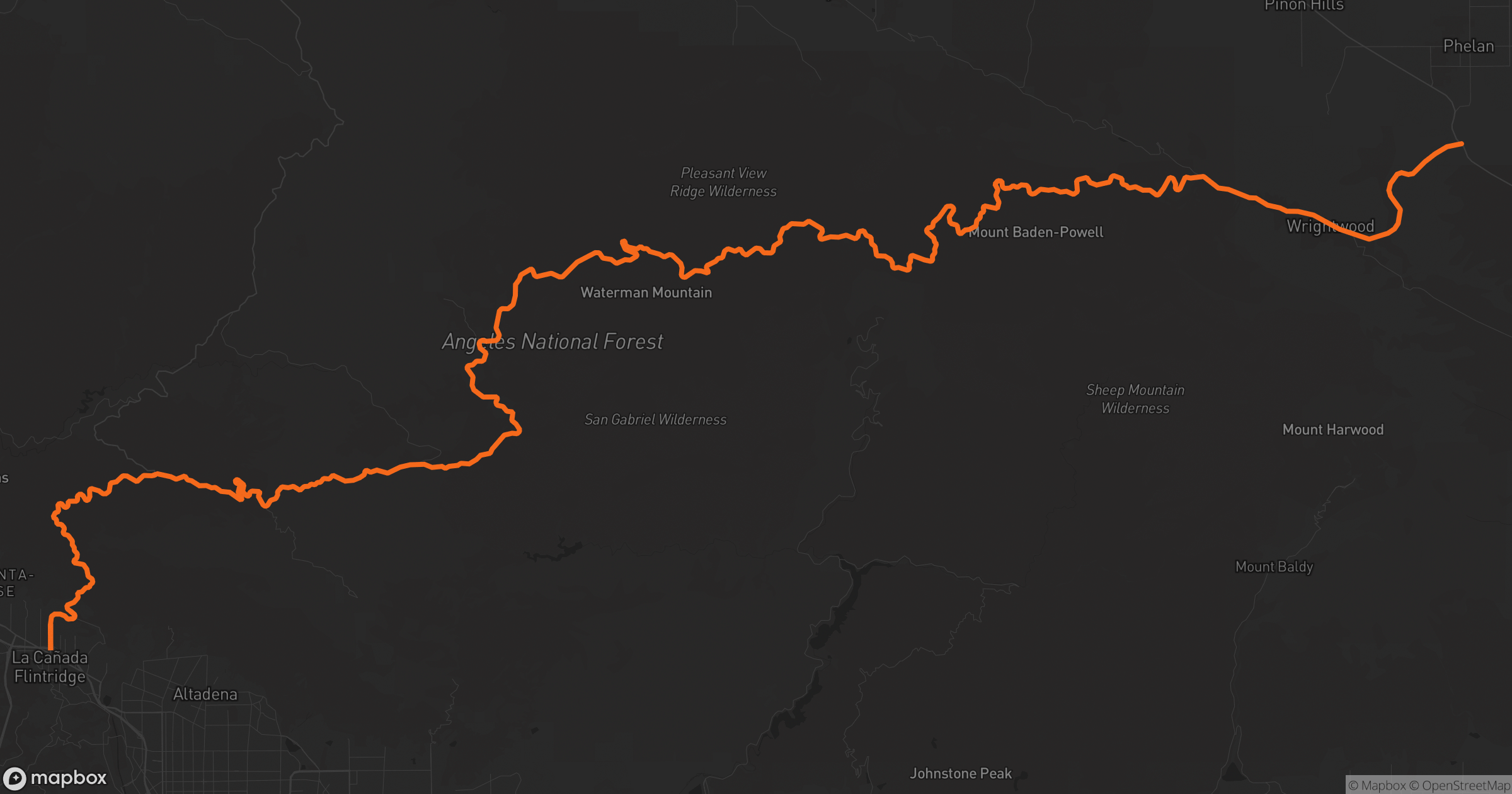 Map of Angeles Crest Highway