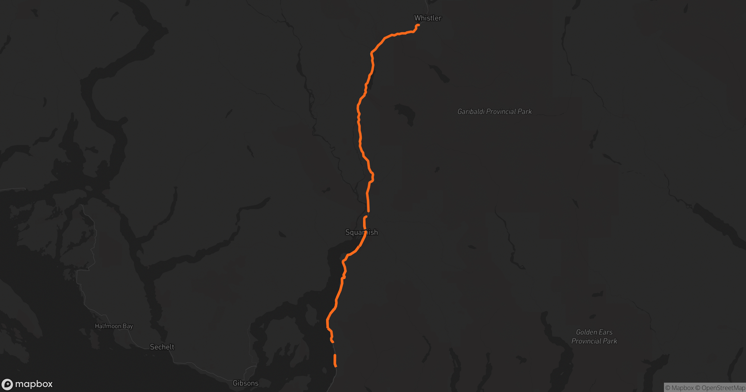 Map of Sea-to-Sky Highway