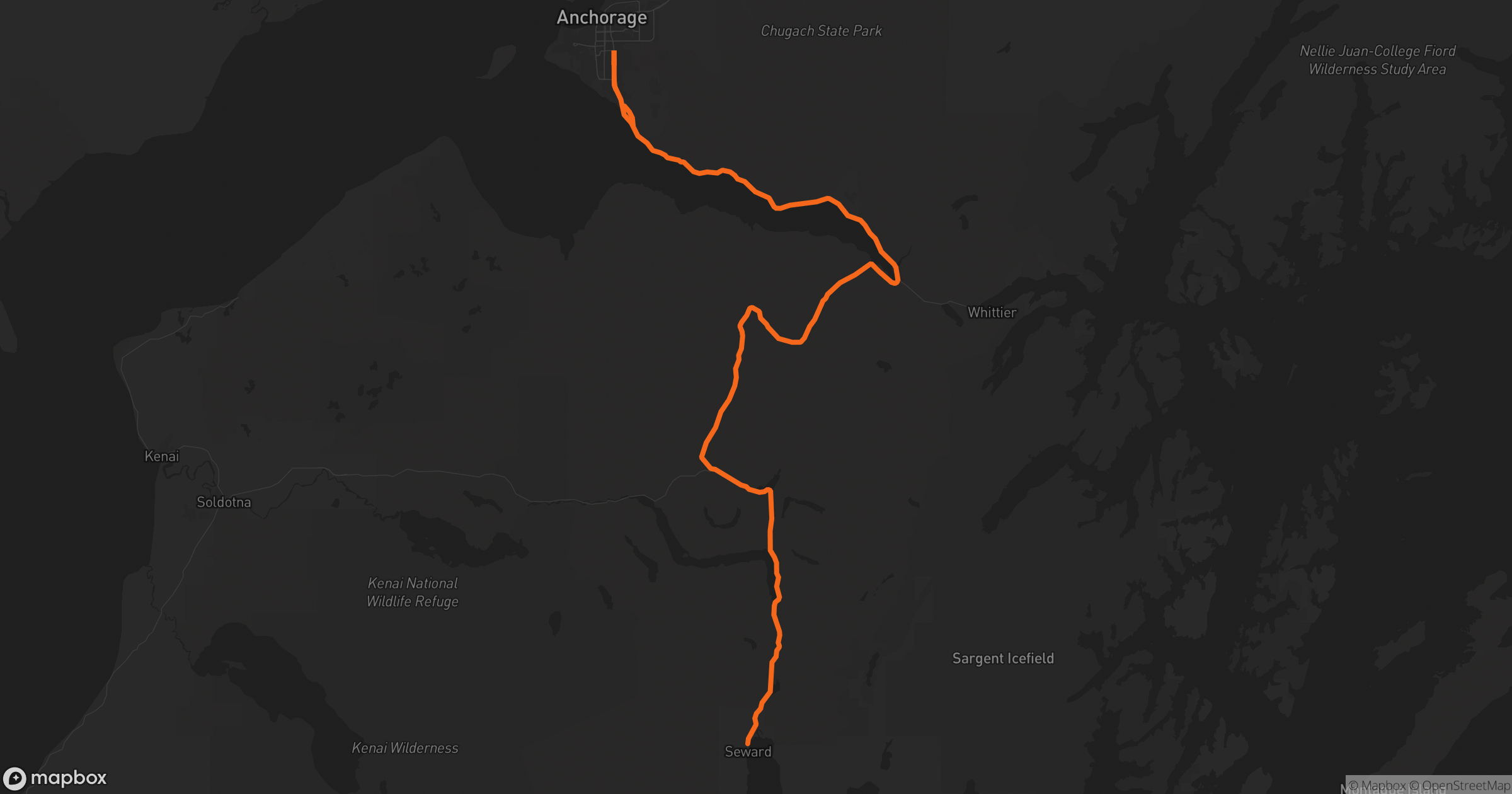 Map of Seward Highway